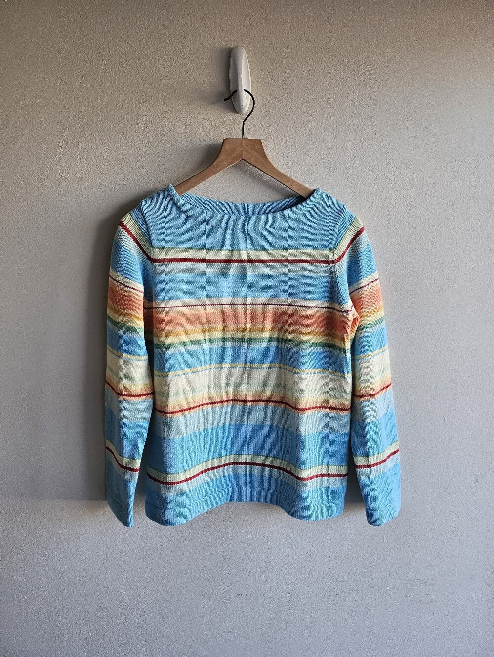Vintage Ralph Lauren Cotton Knit Sweater Strip Round Neckline